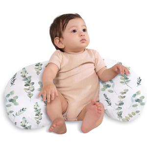 Little Grape Land Nursing Pillow,Upgraded Breast Feeding Pillow for Mom,Breastfeeding & Bottle Feeding for 017 Months, Soft Machine Washable Cover with firm breathable filling,Tummy Time,Green Leaves