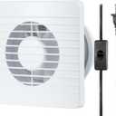 4inch Exhaust Fan, Window Wall Mount Vent Extractor Fan w/Button Switch, Cord for Kitchen Bathroom Workshop Garage (Grilles Panel with Mesh)