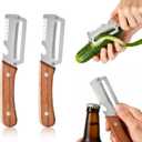2 x Vegetable Peeler with Wooden Handle and Bottle Opener,2026 Upgrade Multifunctional Stainless Steel Peeler,Vegetable Peeler for Kitchen,Suitable for Vegetables or Fruits that Need to Be Peeled(2PCS)