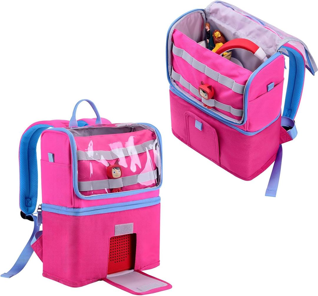 Tonies Backpack Carrying Case | Travel Storage Bag for Tonie box 2, Charger, Headphone (Rosy/Pink)