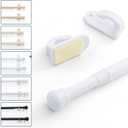 jinchan French Door Curtain Rods, No-Drill Adjustable White Curtain Rods with Adhesive Hooks, 2650 Inch Aluminum 2-Pack for Sheer & Tier Curtains