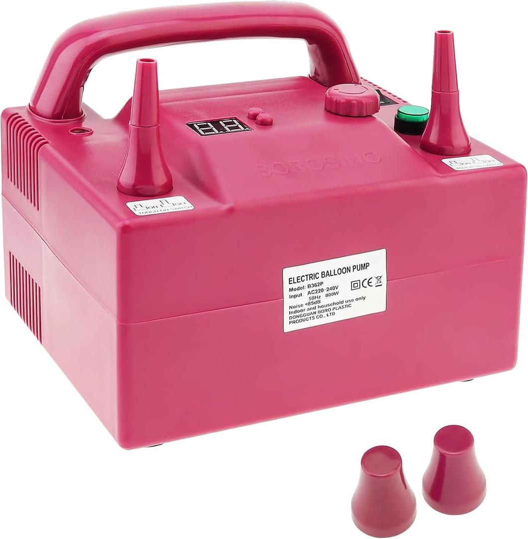 Electric Balloon Blower Pump Portable Electric Air Balloon Pump Dual Nozzle Balloon Air Inflator 110V for Party Decoration with 2 Spare Small Nozzles