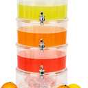 4-Tier Stackable Beverage Dispenser with Ice Bottom, Clear Acrylic Drink Holder with Lids and Spigots, 120 fl oz per Tier, Dishwasher Safe