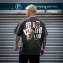 Zoemghc Men's Graphic Tees Funny Letter Print Vintage Oversize T Shirts Acid Wash Shirt Streetwear Rapper Casual Tee Top(Black,L)