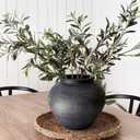 10'' Handmade Clay Black Rustic Textured VaseRustic Round Black Terracotta Farmhouse Vase Heavyweight