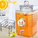 Honeydak 4.6 Gallon Glass Beverage Dispenser with Stand Stainless Steel Spigot Glass Lid Leakproof Drink Dispenser Ice Drink Clear Lemonade Juice Jar for Party Wedding Kitchen