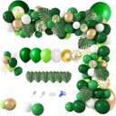 Amandir 163Pcs Jungle Party Balloons Garland Arch Kit, Gold Green Balloons Dinosaur Party Decoration with Palm Leaves for Safari Animal Wild One Birthday Baby Shower St Patricks Day Party Supplies