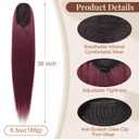 Flufymooz ponytail extension, 36 Inch Long Straight Drawstring Ponytail Synthetic Hairpieces Fake Pony Tails Natural Soft Clip in Hair Extension ponytail for Women (Burgundy)