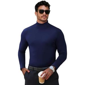 Men's Turtleneck Casual Basic High Neck Long Sleeve T Shirts Half Neck Lightweight Pullover Sweater XL