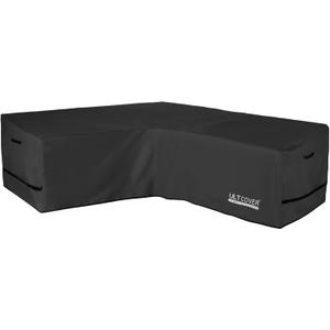 ULTCOVER Patio V-Shaped Sofa Cover Waterproof for 7-Seater Outdoor Sectional Furniture Couch 105 inch Wide, Black