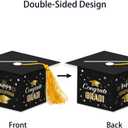 3 x 2026 Graduation Party Card Box, Black Gold Congrats Cap Card Holder Box with Tassel for 2026 Graduation Party Decoration