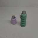 JaneJu Collapsible Water Bottle, 17oz BPA Free Silicone Reusable Portable Lightweight Foldable Water Bottles with Carabiner, Portable Leak Proof Sports Water Bottle (green&purple)