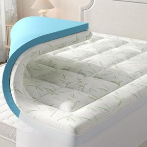 DUMOS Dual Layer 4 Inch Mattress Topper Full, Memory Foam Mattress Topper - 2 Inch Gel Memory Foam and 2 Inch Pillow Top Mattress Pad Cover for Back Pain, Thick Soft Topper with 8-16 Inch Deep Pocket