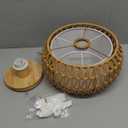 BUXVRCS Rattan Ceiling Light Fixtures,Hand-Woven Boho Flush Mount Light,Handmade Fixtures with Fabric Shade,Farmhouse Fixture for Bedroom Hallway Entryway (Yellow)