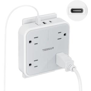 TESSAN Multi Plug Outlet Extender, Surge Protector Splitter with 3 USB (1 USB C Port) Wall Charger, Multiple Expander for Travel, Home, College Dorm Room