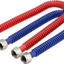 Roastove 24inch Stainless Steel Corrugated Water Heater Connector, 3/4" FIP x 3/4" FIP, Hot and Cold Color Coded, Flexible for Female Iron Water Pipes Fitting,24" Length (2 Packs)