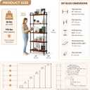 Industrial Bookshelf, Pipe Shelf Bookcase, 5 Tier, 30" Walnut, 30"L × 70"H