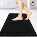 BOANKODU Bathroom Rugs 15x23, Extra Soft Absorbent Chenille Bath Rugs, PVC Backing Quick Dry, Machine Washable Bath Mats for Bathroom Floor, Tub and Shower, Home Decor Accessories, Black
