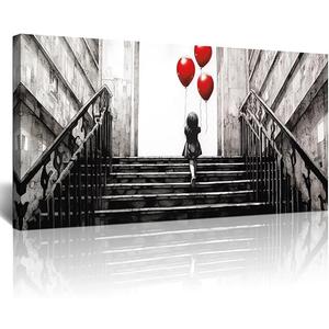 Lapremoly Large Canvas Wall Art For Bedroom Wall Decor For Living Room Office Decor Banksy Black And White Abstract Wall Painting Kid Graffiti Street Pictures Artwork Girl Room Home Decorations Size: 48L" x 24W"