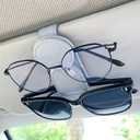 KIWEN Sunglasses Holder for Car Visor, Magnetic Leather Sunglass Eyeglass Hanger Clip for Car Sun Visor Accessories (1, Black)
