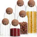 Suclain 6 Pcs Glass Jars with Cork Ball Lid Farmhouse Kitchen Canisters Coffee Bar Countertop Container Rustic Storage Jars for Bean Nut Sugar Coffee Tea Organizer Housewarming Gift (40/25/17oz)