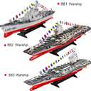 23.6" Inch Remote Controlled Warship Battleship 10km/h 4WD 2.4G RC Controlled Ship 1:390 Scale On Water Lakes Pools Exhibits Models for 14Y+, 23.6 inches x 4.5 inches x 7.5 inches