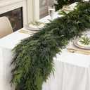 SHareconn 9FT Christmas Cedar Garland Decoration, Artificial Realistic Faux Cypress Greenery Garland for Winter Mantle Table Stairs Railing Fireplace Holiday Indoor Outdoor Decor, 9 FT