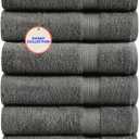 KAHAF COLLECTION 100% Cotton Bath Towels, 24x48 Pack of 6 Towels, Quick Dry, Highly Absorbent, Soft Feel Towel, Gym, Spa, Bathroom, Shower, Pool, Luxury Soft Towels (Light Grey, 24x48-6 Pack)