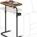 TUTOTAK C Shaped End Table with Tiltable Surface, Adjustable Height Side Table, Slide Under Couch Table TV Tray for Eating, Sofa Tray for Living Room, Bedroom Brown TB01BB091
