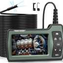 Triple Lens Sewer Camera 50ft | 5" IPS Screen Borescope with Light | 1080P HD Drain Snake Camera for Plumbing Pipe HVAC Inspection Cam + Case Green