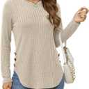 Yincro Women's Long Sleeve Fall Sweaters 2025 Lightweight Casual Crewneck Tunic Tops (Green, L)