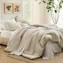 Queen Comforter Set - 7 Pieces Beige Queen Bedding Set for All Seasons, Boho Contrasting Design Bed in a Bag with Comforter, Sheets, Pillowcases & Shams
(Sage Beige ,90''x90'')