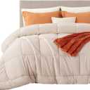 Bedsure Comforter Duvet Insert - Quilted Comforters Oversized King Size, All Season Duvet, Down Alternative Bedding, with 8 Tabs, Gifts for Women/Men, Beige, Oversized King 116 x 98 Inches