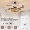 48 Inch Boho Ceiling Fan with Retractable Invisible Blades