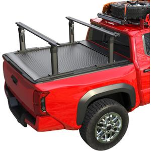 Truck Bed Rack Fit for Tacoma Gladiator Mid Size Pickups with Tonneau Cover w/T-Slot Rails,
 Adjustable 19"-25" Aluminum Truck Ladder Rack Fits Lumber Pipes Kayak Surfboard Bike Tent (without Side Bars)