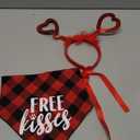Valentines Day Dog Costume, Red Heart Headband and Buffalo Plaid Pet Bandana