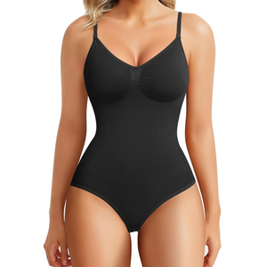BRABIC Womens' Seamless Sleeveless V-Neck Bodysuit Shapewear Tummy Control M/L