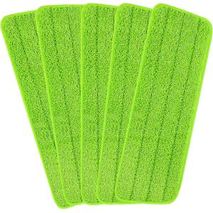 16.5 inch Reusable Mop Pads Microfiber Spray Mop Replacement Heads for Wet/Dry Mops Compatible with Bona Floor Care System (5 Pack) (Green)