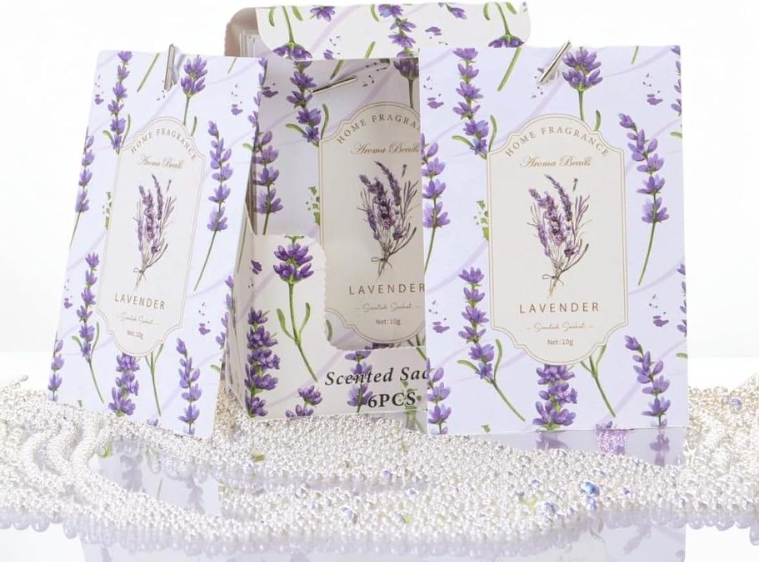 Lavender Sachets Bags for Drawers and Closets, Long-Lasting Air Fresheners for Dresser, Scented Sachets, Wardrobe Odor Eliminator - Closet Deodorizer Fragarance 6 Pack