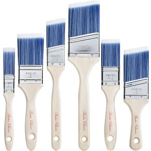 Bates- Paint Brushes, 6 Pack, Treated Wood Handle, Paint Brushes for Walls, Stain, Furniture, 6 Pack, 1, 1.5, 2, 2.5
