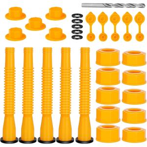 Spacemart Gas Can Spout Replacement, Flexible Pour Nozzle for 1/2/5/10 Gallon Gas Cans, (5 Kit-Yellow) Fuel Can Spout Replacement
