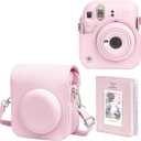 WOGOZAN Protective Case for Fujifilm Instax Mini 12 Instant Camera -With Light-sensitive Holes, Lower Right Lens Fit, Specially Designed for Mini 12 Camera (Blossom Pink)