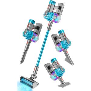 BLAXTEM 4-in-1 Kids Toy Vacuum that Works with Suction, Toy Electric Toddler Vacuum Cleaner for Children Boys & Girls, Toddlers Toys Cleaning Set for Pretend Play (Blue)