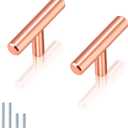 -Solid Drawer Knobs Brushed Rose Gold Cabinet Knobs Stainless Steel,10 Pack-Modern T Bar Kitchen Cabinet Handle Drawer Pull, 2 Inch Total Length,Diameter 10mm(2/5 Inch)