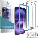 ALTURIZ 3 Screen Protectors for iPhone 15 Pro [6.1 inch] + 3 Camera Lens Protectors with Easy Installation Frame. [9H Hardness] Bubble-Free, Case Friendly, Tempered Glass, Full Coverage, Shatterproof [3+3 Pack]