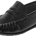 Josmo Boys Moccasin Driving Loafers - Casual Dress Penny Slip On Boat Shoes 1 BBg Kid (Black)