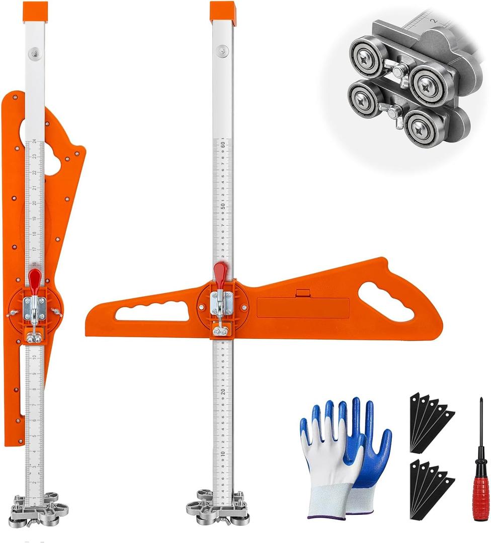 Drywall Cutting Tool with 23-Bearing System, Foldable Drywall Cutter Tool, Dual-Handle Positioning Sheetrock Cutter for 1/4"–1/2" Boards with Blade Storage Slot & Carry Bag