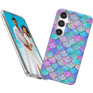 for Samsung Galaxy S24 Plus Case for Girl Women, Glitter Mother of Pearl Shiny Sparkle Bling Slim Soft TPU Phone Cover for Galaxy S24+,Graceful Fun Pink Blue Mermaid Tail