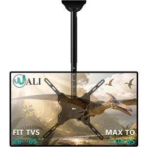 WALI Ceiling TV Mount for 26-65 Inch LCD LED OLED 4K TVs, Hanging Pole Ceiling Mount TV Bracket Up Down, TV Ceiling Mounts for Gym Patio Gazebo, up to 110 lbs, Max VESA 400x400mm (CM2665), Black