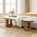 LITTLE TREE Solid Wood Bench with Upholstered, 47.24" End of Bed Bench, 47.24" W x 11.81" D x 17.72" H